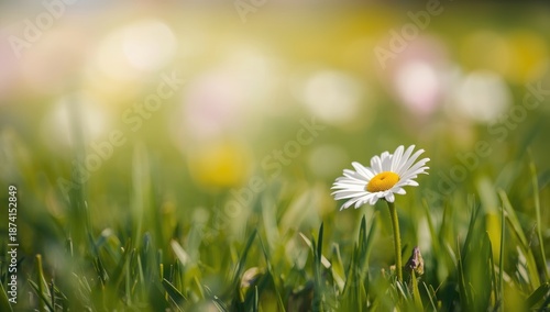 Detailed shot of a daisy flower amid yellow blossoms, emphasizing floral textures for gardening or botanical projects