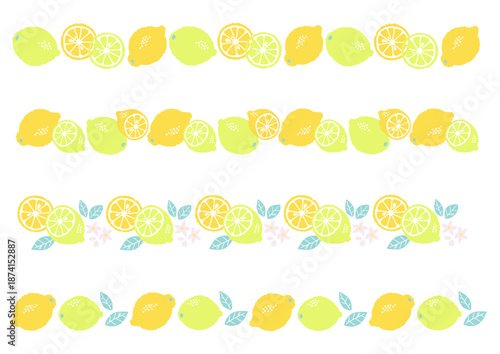 レトロ風のシンプルでポップなレモンのラインのイラスト