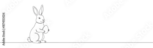 A charming Easter bunny holding an egg, rendered in a continuous line style, perfect for seasonal themes