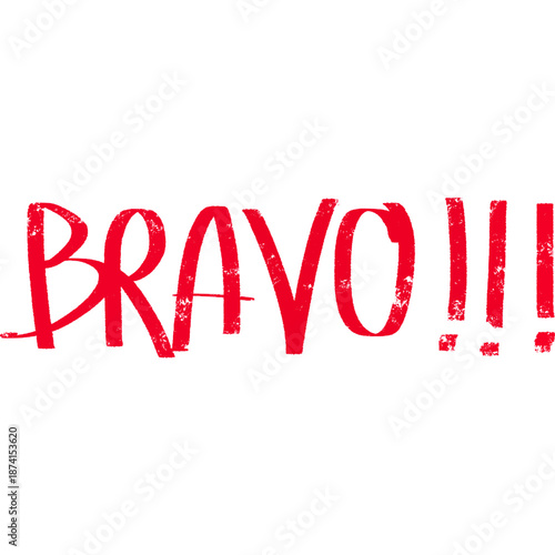 Hand Drawn Bravo Text Celebration Praise Marker Illustration, Handwritten BRAVO 