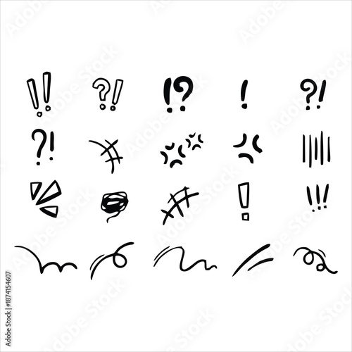 Hand drawn comic expression symbols