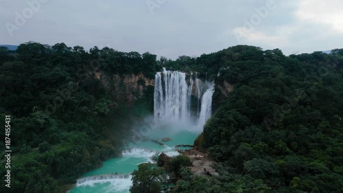 Visit El Salto Waterfall in Huasteca Potosina San Luis Potosi Mexico to see the water flowing down the cliffs