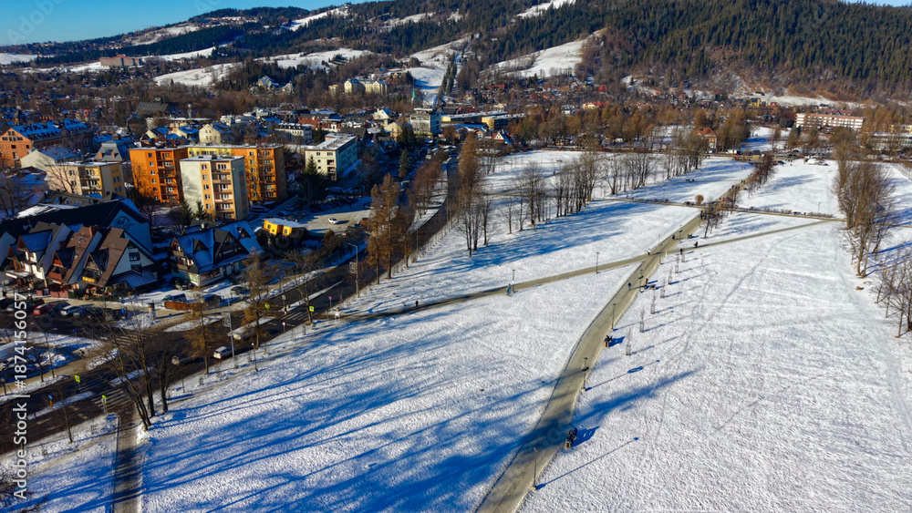 Fototapeta premium Zakopane, Poland, aerial drone view,