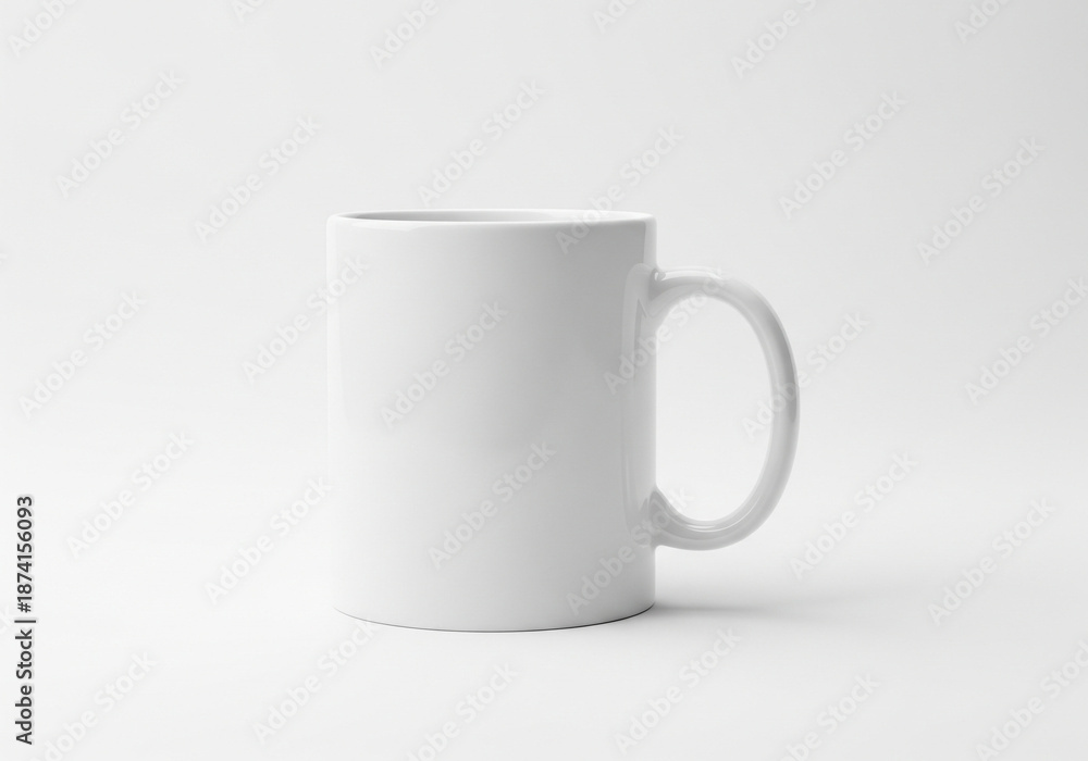 Fototapeta premium White mug mockup centered composition on bright white background