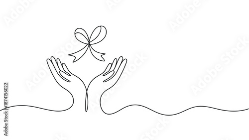 Hands holding a bow Vector