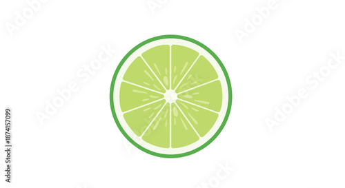 A vibrant stylized lime slice illustration, ideal for refreshing beverage designs or healthy eating themes. This bright citrus graphic offers a