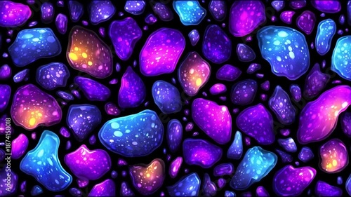 Abstract composition of colorful organic shapes on a dark background