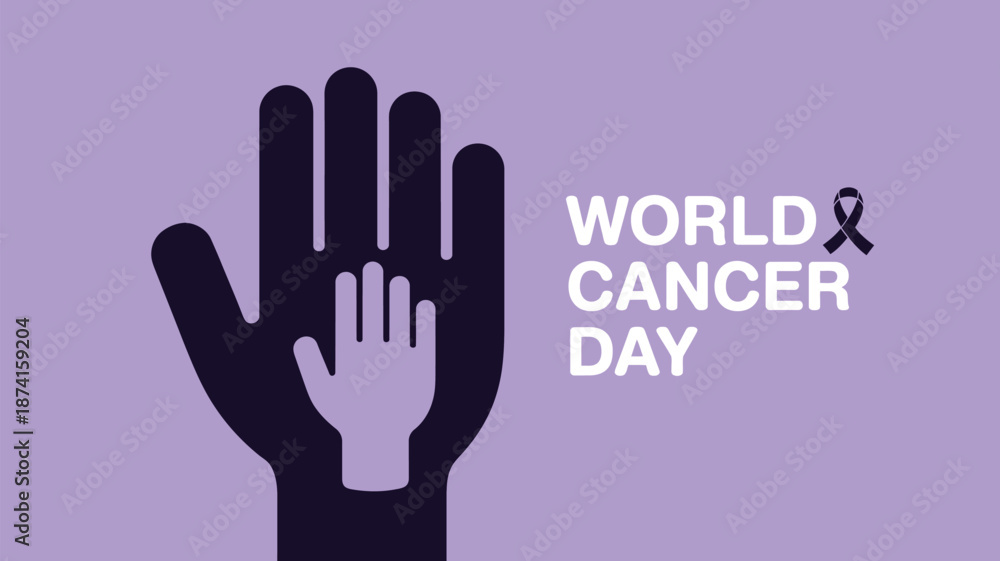 Fototapeta premium Hand raised for world cancer day Vector