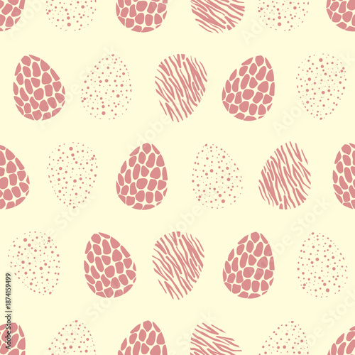 Soft Pink Easter Eggs Seamless Pattern on Cream Background