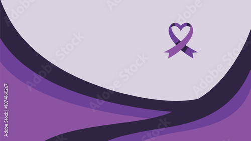 Purple awareness ribbon on purple background Vector