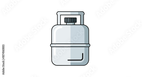 Essential gray liquefied petroleum gas cylinder, a vital energy source for cooking, heating, and grilling, depicted in modern flat vector design