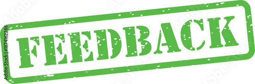 Green rubber stamp with the word feedback