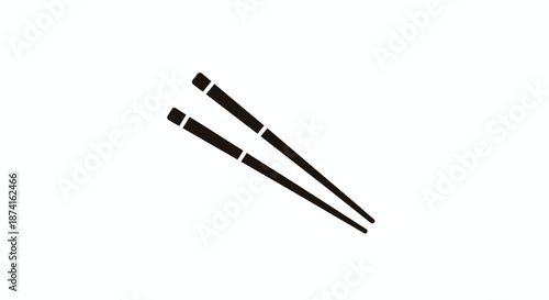 Stylized black icon depicting parallel chopsticks, representing Asian cuisine and dining utensils in a clean, modern graphic