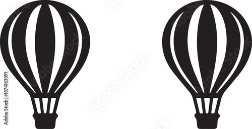 Minimalist Black and White Hot Air Balloon Silhouette Icons