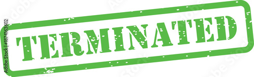 Green terminated stamp on white background