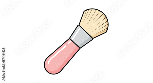 Charming illustration of a soft makeup brush with a pink handle, perfect for beauty applications