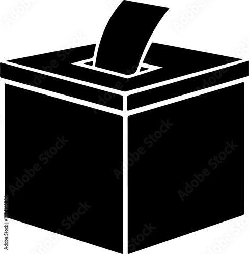 Ballot Box with Voting Paper silhouette vector illustration
