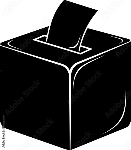 Ballot Box with Voting Paper silhouette vector illustration