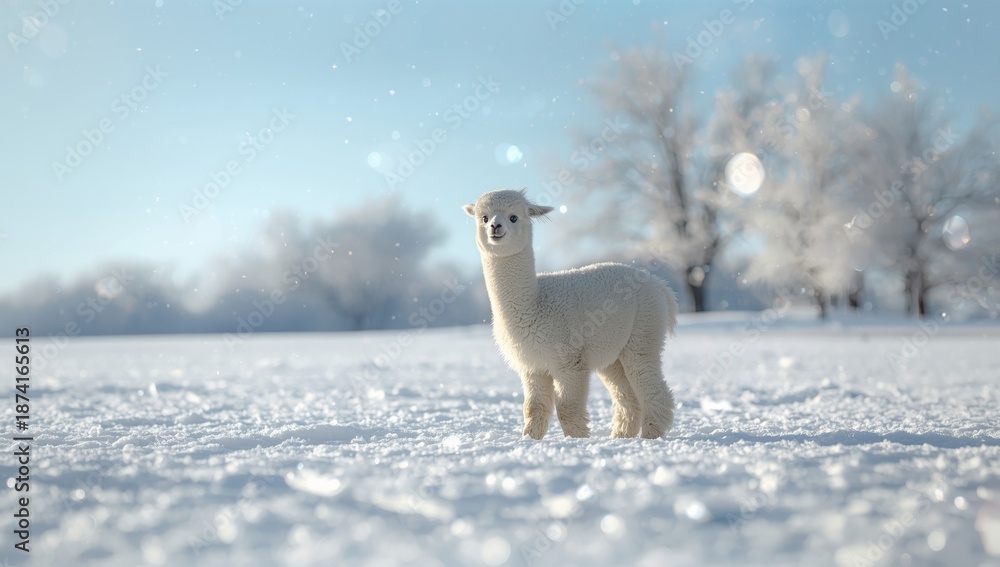 Fototapeta premium Fur animal in winter, focusing on thermal insulation and winter camouflage