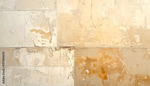 Distressed beige painted wall texture with peeling paint and subtle imperfections