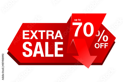 Extra Sale REd GEometric Banner. Template for promo advertising