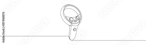 Continuous line drawing of a gaming ring controller, symbolizing immersive gaming and advanced technology