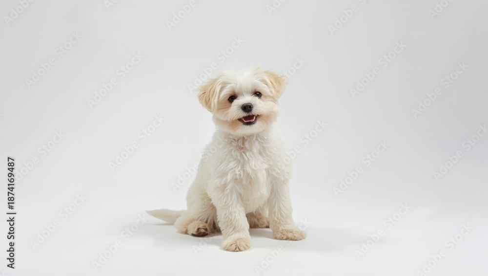 Obraz premium White-background dog, suitable for pet care branding or advertising materials