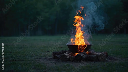 Wallpaper Mural Open-air fire pit with burning logs and radiant embers, focusing on maintenance and safety practices Torontodigital.ca