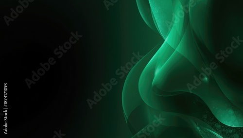 Dark, blurred scene featuring a green gradient blur background suitable for UI or editorial header design