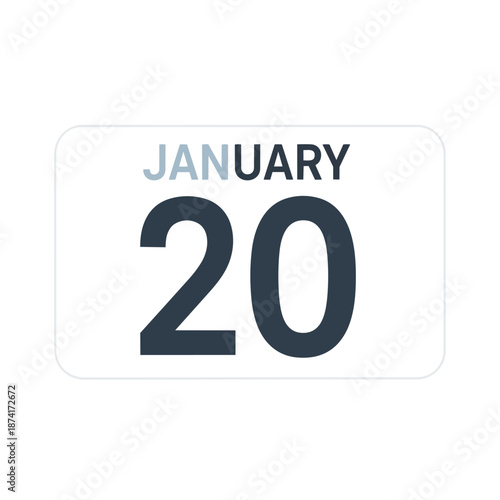 Clean calendar icon displaying January 20 a visual representation of an important date or reminder for scheduling planning events and marking