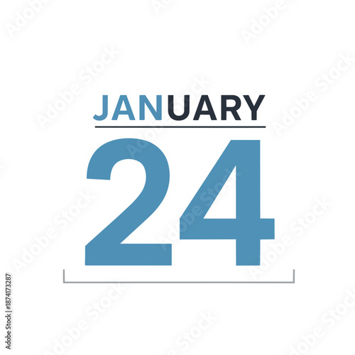 A distinct visual representation of the twenty-fourth day of January, prominently displayed as a specific calendar date icon on a pristine white