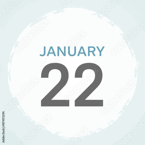 Minimalist Calendar Icon for January 22nd Illustrating a Specific Date for Scheduling and Event Planning Purposes