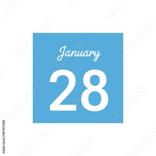 A clean graphic representation of the date January twenty-eighth displayed on a serene light blue square background ideal for digital calendars and