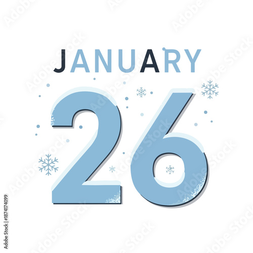 Commemorating the twenty-sixth day of January with a serene snowy calendar design