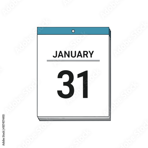 Final day of January displayed digitally for clear scheduling and important month-end planning. A perfect visual for timely organization and