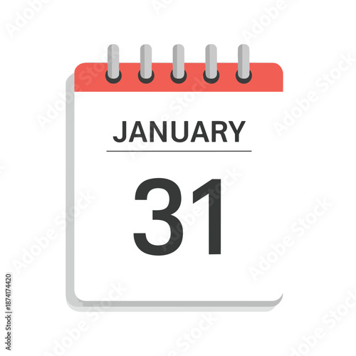 Clean calendar icon displaying the thirty-first day of January a modern representation of dates and scheduling