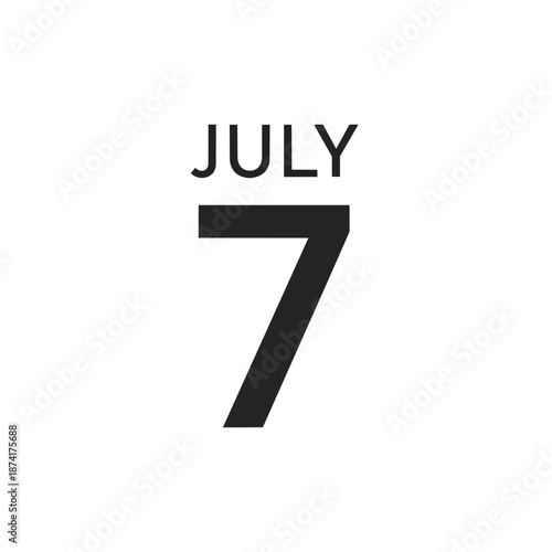 Bold graphic representation of July 7th, signifying an important calendar date for planning and schedules.