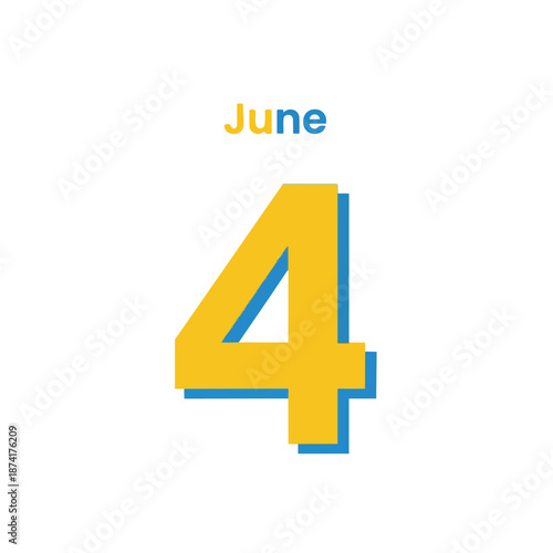 June fourth calendar illustration showcasing an important specific date event reminder for planning scheduling or historical commemoration of a