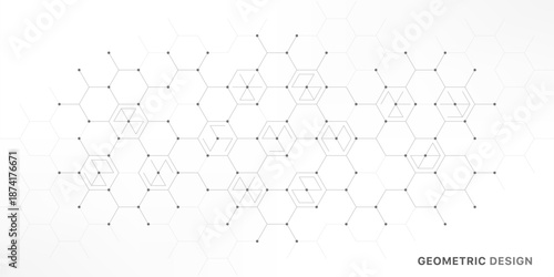 Graphic design element with abstract geometric background of simple hexagon pattern