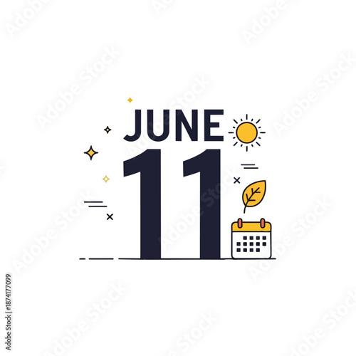 Commemorative illustration for June eleven marking a special seasonal date on the calendar perfect for event planning and summer celebration