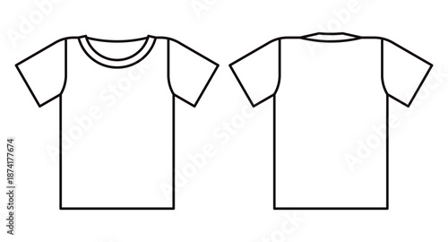 Blank white t shirt outline front and back design. T-shirt line icon.