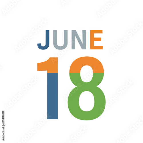 A vibrant colorful graphic representation of the eighteenth day of the sixth month, highlighting a significant calendar date with modern artistic
