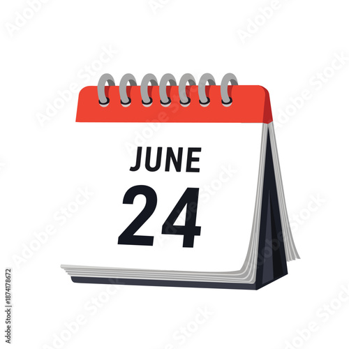 Vibrant tabletop calendar displaying the specific date of June 24th, serving as an essential daily reminder for meticulous planning of all schedules
