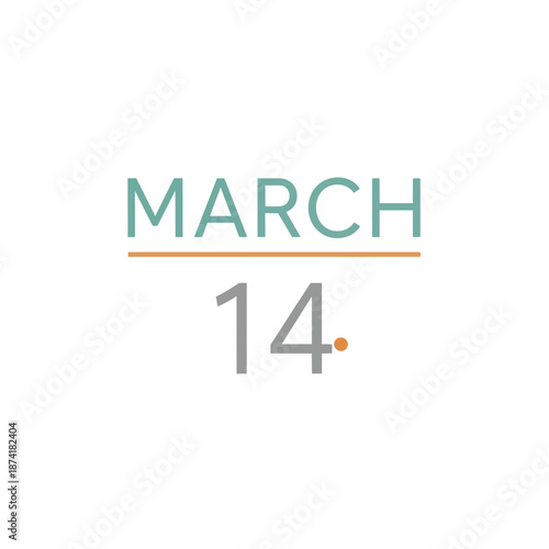 Elegant digital date display featuring March fourteenth in a contemporary minimalist style