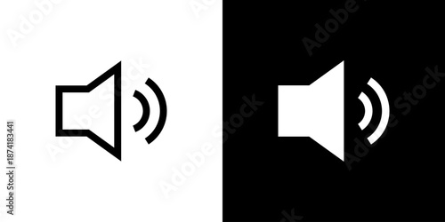 Sound icon concept with flat Black White Background. Vector illustration.