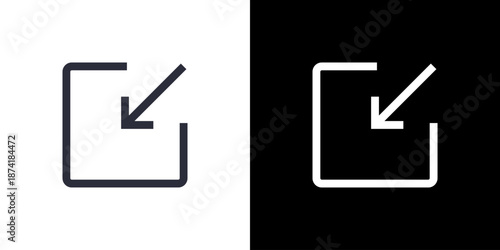 Minimize icon concept with flat Black White Background. Vector illustration.