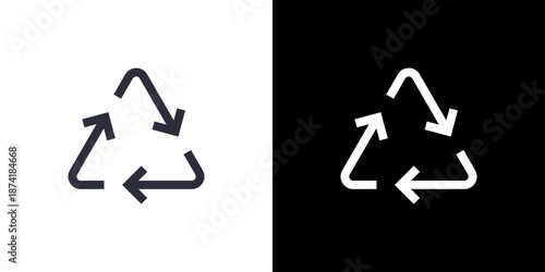 Recycle icon concept with flat Black White Background. Vector illustration.