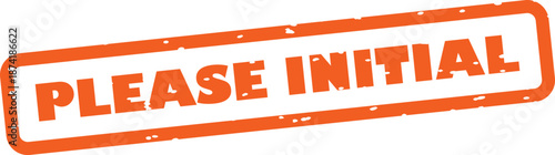 Orange stamp with please initial text