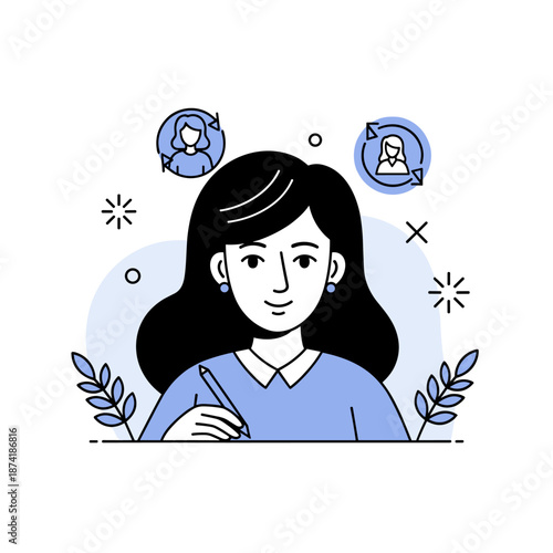 Asian female adult professional planning with user personas for design strategy