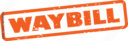 Orange waybill stamp on transparent background